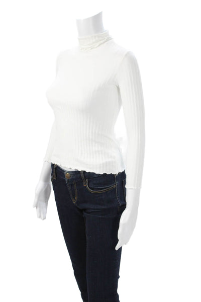 Il Gufo Girls Cotton Ribbed Turtleneck Sweater White Size 8