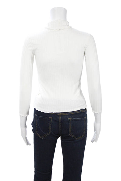 Il Gufo Girls Cotton Ribbed Turtleneck Sweater White Size 8