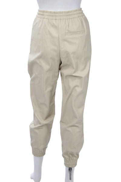 Zara Unisex Jogger Pants Beige Drawstring Polyester Solid Fall Size S