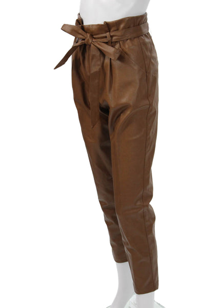 Lucy Paris Women Ankle Paperbag Pants Brown Drawstring Size S