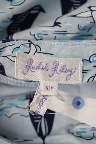 Rachel Riley Girls Boat Print Short Sleeve Dress Blue Size 10Y