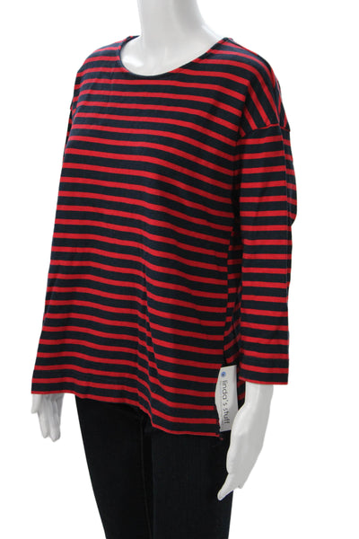 Pomander Place Women Striped Dark Blue T-Shirt 3/4 Sleeve Round Neck Size XL
