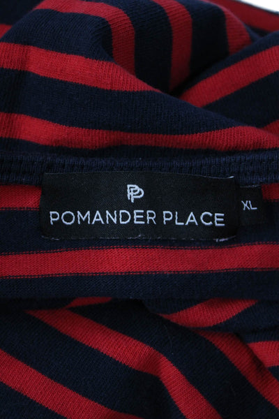 Pomander Place Women Striped Dark Blue T-Shirt 3/4 Sleeve Round Neck Size XL