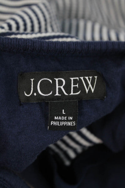 J Crew Womens Blue Striped Basic Tank Sleeveless Round Neck Size L
