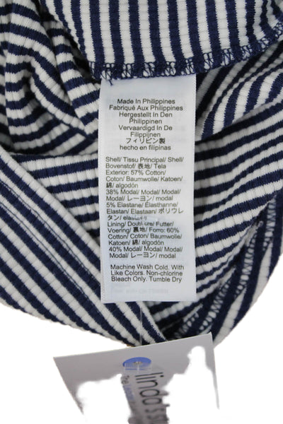 J Crew Womens Blue Striped Basic Tank Sleeveless Round Neck Size L