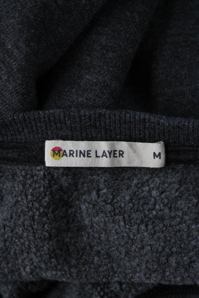 Marine Layer Unisex Pullover Sweatshirt Dark Gray Crew Neck Long Sleeve Size M