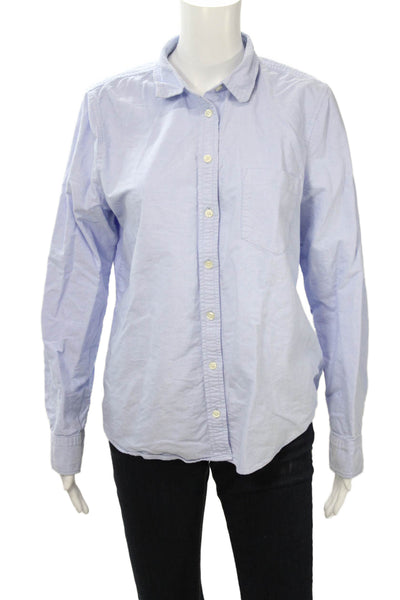 J Crew Womens Light Blue Cotton Collared Long Sleeve Button-Up Size L