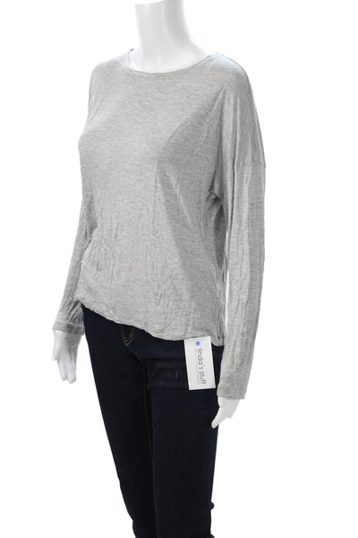 Vince Women Basic Gray Viscose Long Sleeve T-Shirt Round Neck Designer Size L
