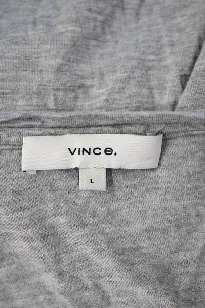 Vince Women Basic Gray Viscose Long Sleeve T-Shirt Round Neck Designer Size L