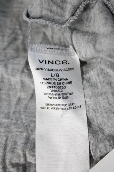 Vince Women Basic Gray Viscose Long Sleeve T-Shirt Round Neck Designer Size L