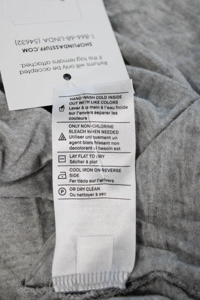 Vince Women Basic Gray Viscose Long Sleeve T-Shirt Round Neck Designer Size L