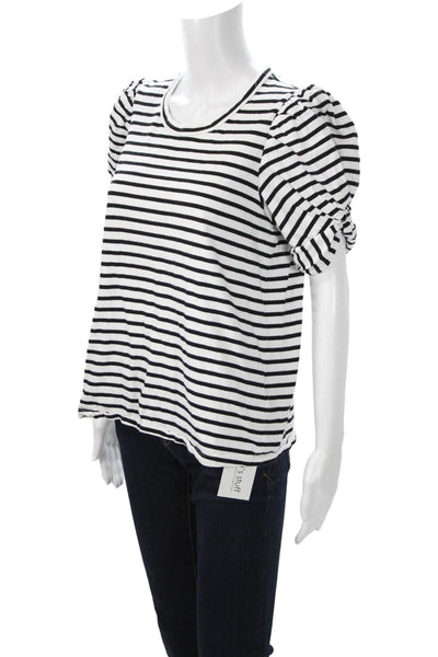 A.L.C. Womens Striped Jersey Black Cotton Round Neck T Shirt Size L