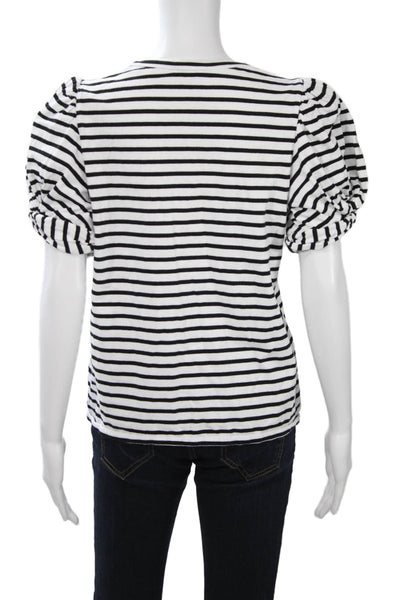 A.L.C. Womens Striped Jersey Black Cotton Round Neck T Shirt Size L