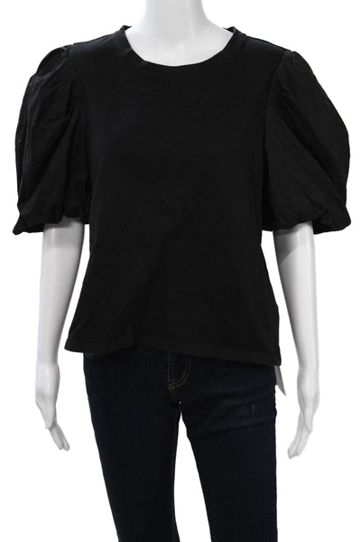 English Factory Womens Black Cotton Crew Neck Short Sleeve T-Shirt Size L