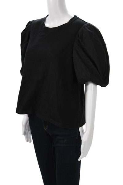 English Factory Womens Black Cotton Crew Neck Short Sleeve T-Shirt Size L