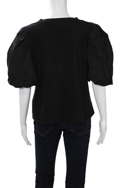 English Factory Womens Black Cotton Crew Neck Short Sleeve T-Shirt Size L
