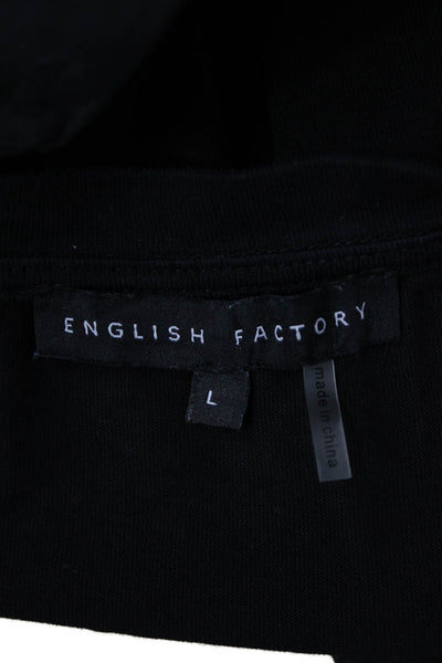 English Factory Womens Black Cotton Crew Neck Short Sleeve T-Shirt Size L