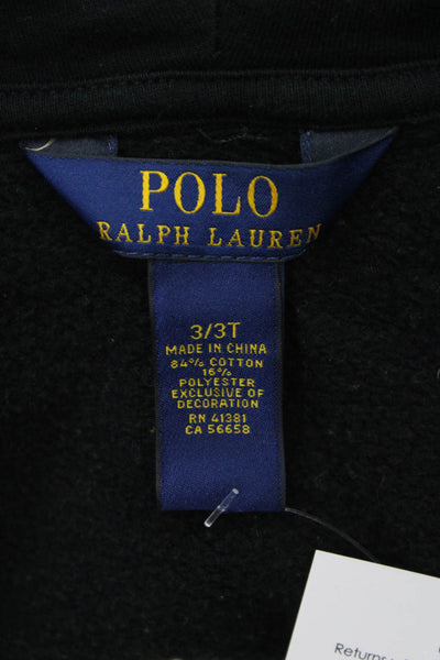 Polo Ralph Lauren Unisex Kids Cotton Blend Full Zip Hoodie Black Size 3T