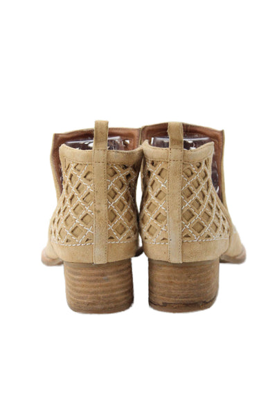 Jeffrey Campbell Womens Suede Cut Out Detail Ankle Boots Beige Size 9.5