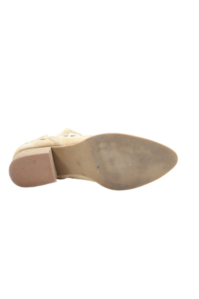 Jeffrey Campbell Womens Suede Cut Out Detail Ankle Boots Beige Size 9.5