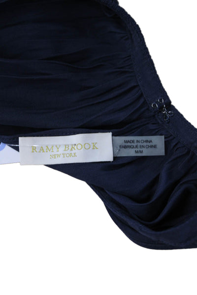 Ramy Brook Women Dark Blue Sleeveless High Neck Tunic Polyester Size M
