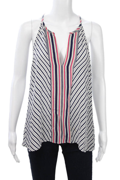 Joie Women Camisole Silk Striped Nautical Sleeveless Blue Size M