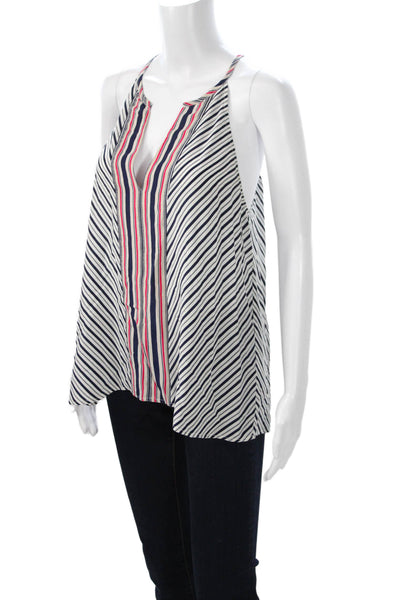 Joie Women Camisole Silk Striped Nautical Sleeveless Blue Size M