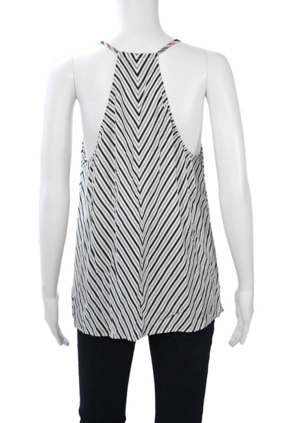 Joie Women Camisole Silk Striped Nautical Sleeveless Blue Size M