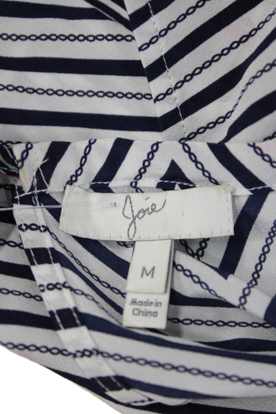Joie Women Camisole Silk Striped Nautical Sleeveless Blue Size M