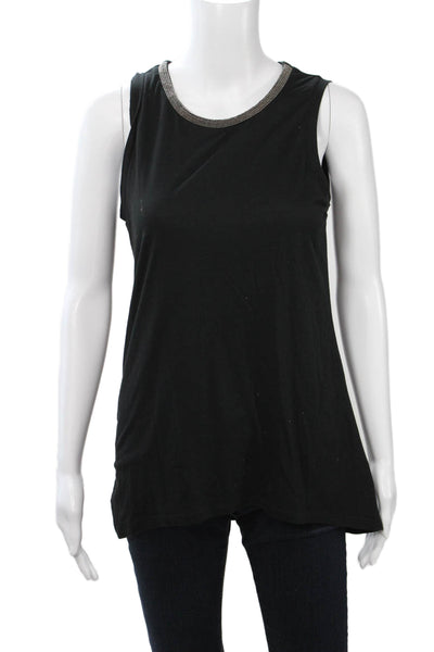 Massimo Women Basic Tunic Tank Top Black Sleeveless Round Neck Petite Size S