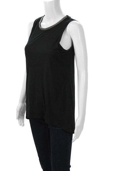 Massimo Women Basic Tunic Tank Top Black Sleeveless Round Neck Petite Size S