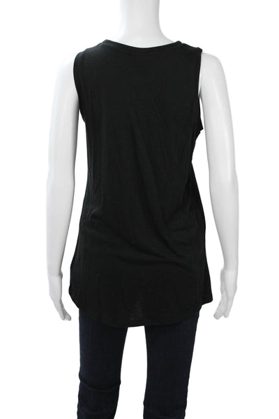Massimo Women Basic Tunic Tank Top Black Sleeveless Round Neck Petite Size S