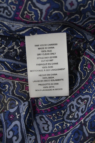 Joie Womens Tunic Floral Silk Sleeveless Dark Blue Drawstring Bohemian Size M
