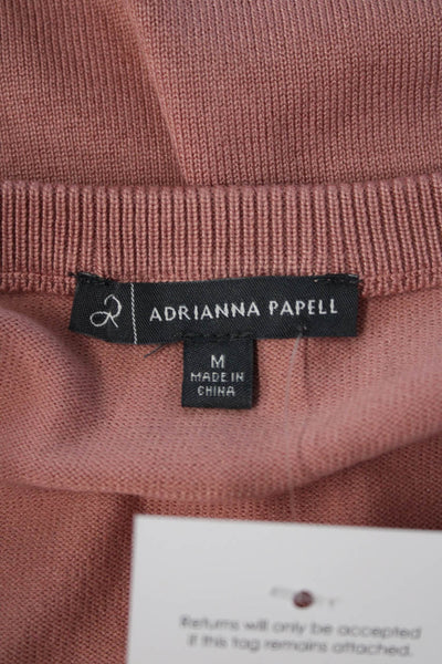 Adrianna Papell Women Bohemian Pink Floral Crew Neck Long Sleeve Blouse Size M