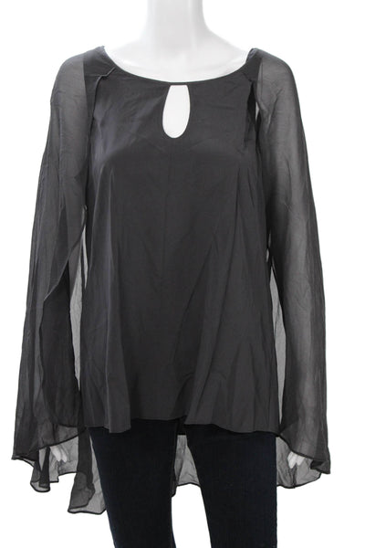 Calypso Saint Barth Women Sleeveless Tunic Blouse Black Silk Blend Size M