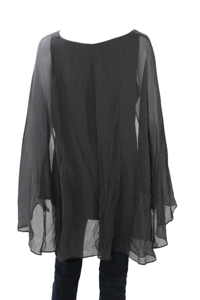 Calypso Saint Barth Women Sleeveless Tunic Blouse Black Silk Blend Size M