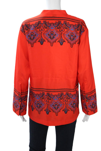 J Crew Women Red Paisley Mock Neck Tunic Blouse Long Sleeve Size S