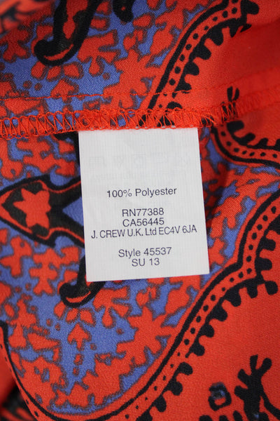 J Crew Women Red Paisley Mock Neck Tunic Blouse Long Sleeve Size S