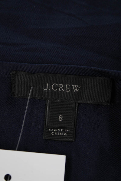J Crew Womens Silk V-Neck Sleeveless Blouse Dark Blue Size 8