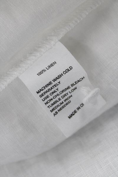 Birds of Paradis Womens White Linen Tunic Long Sleeve Button Size XS Petite