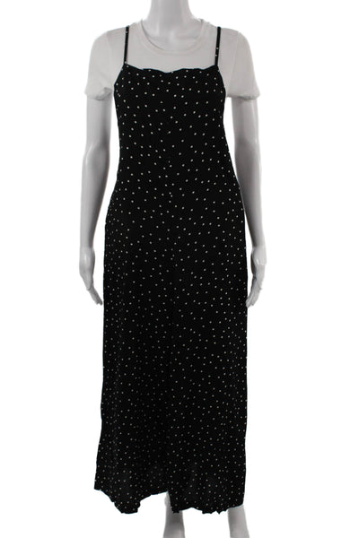 MacPhee Women Maxi Slip Dress Black Polka Dot Square Neck Size 36
