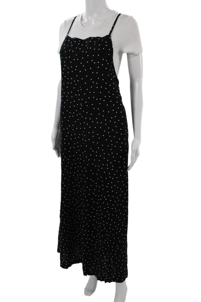 MacPhee Women Maxi Slip Dress Black Polka Dot Square Neck Size 36
