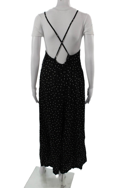 MacPhee Women Maxi Slip Dress Black Polka Dot Square Neck Size 36