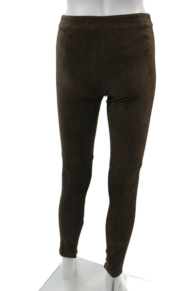 Elie Tahari Womens Ankle Jeggings Brown Suede Designer Size XS