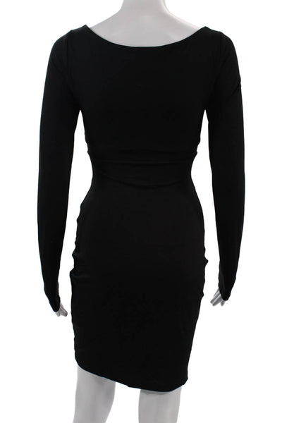 Susana Monaco Women Bodycon Mini Dress Black Long Sleeve Square Neck Size XS