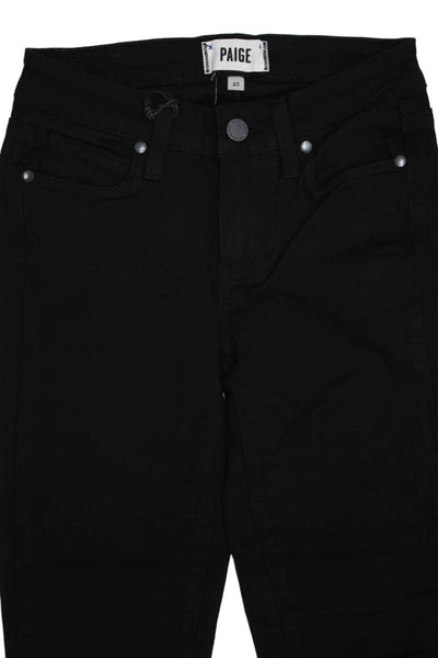 Paige Women Cropped Skinny Black Low Rise Jeans Grunge Size 23