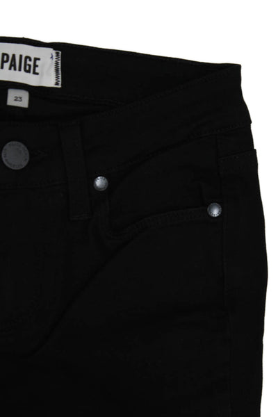 Paige Women Cropped Skinny Black Low Rise Jeans Grunge Size 23