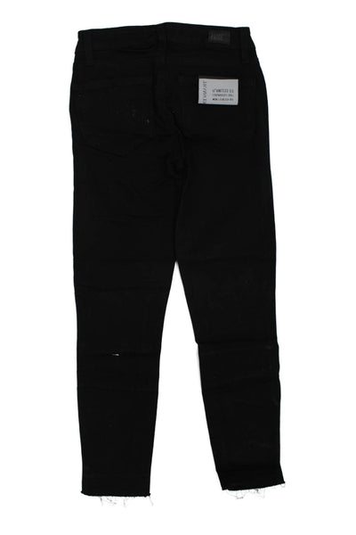 Paige Women Cropped Skinny Black Low Rise Jeans Grunge Size 23