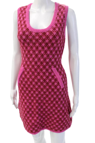 Zara Womens Mini Sleeveless Argyle Sweater Dress Pink Size S