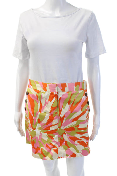 J Crew Women Orange Floral Mini Skort Cotton Spandex Size 2